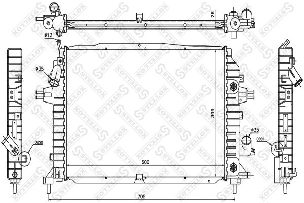 10-25405-SX_радиатор системы охлаждения! АКПП\ Opel Zafira B 2.0i 16V 05>/1.7CDTi 07>