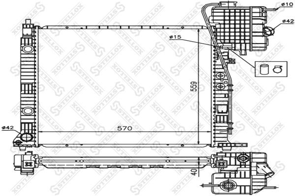 10-25872-SX_радиатор системы охлаждения! МКПП 570x558x42\ MB Vito 2.2CDi 99-03