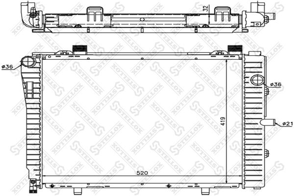 10-25908-SX_радиатор системы охлаждения! без AC\ MB C208/S202/W202 2.0/2.3i 95>