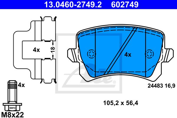 13.0460-2749.2_=GDB1763=FDB4058 [5N0698451] !колодки дисковые з.\ VW Tiguan 1.4TFSi/2.0TDi 07>