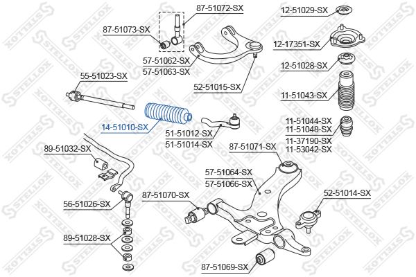 14-51010-SX_пыльник рейки рулевой!\ Hyundai Sonata IV 98>