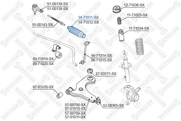 14-71011-SX_пыльник рейки рулевой! без г/у\ Mazda 121 ZQ 96>, Ford Fiesta all 83>