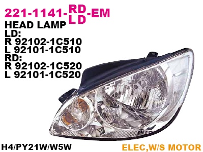 221-1141L-LD-EM_фара левая! электр.\ Hyundai Getz all 06>