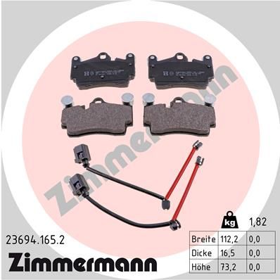 23694.165.2_колодки дисковые !задн. 112x73x16 \ VW Touareg 2.5TDi/3.2i V6/4.2i V8/5.0 02>