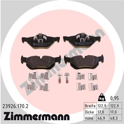 23926.170.2_колодки дисковые !задн. 123x44x17 \ BMW E87/E82/E88/X1 2.0i/3.0i/2.0D 04>