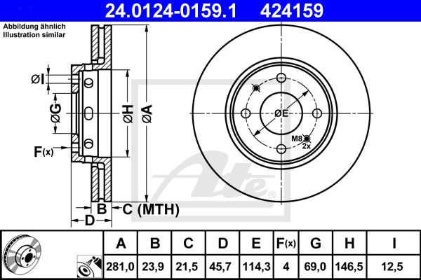 24.0124-0159.1_диск тормозной передний!\ Volvo S40/V40 1.6-1.9TD 95>