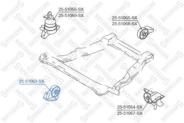 25-51063-SX_подушка ДВС передняя!\ Hyundai Santa Fe 00>