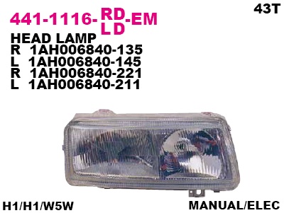 441-1116L-LD-EM_фара левая!\ VW Passat B4 09/93-05/97