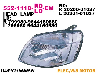 552-1118R-LD-EM_фара правая!\ Citroen Berlingo, Peugeot Partner 03>