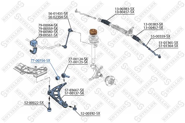 77-00756-SX_сайлентблок рычага! без кронштейна\ BMW E36/Z3 1.6-2.5TDs 90-03