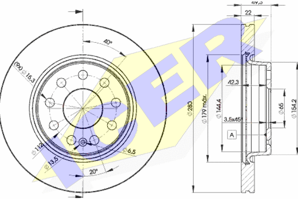 78BD5614-2_к-кт дисков тормозных передних! 2шт.\ Audi A3, Skoda Octavia, VW Golf 1.4-2.0TDi 03>