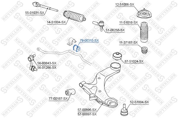 79-00315-SX_втулка стабилизатора переднего!\ Hyundai Matrix 03>