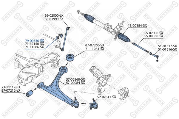 79-00536-SX_втулка стабилизатора переднего! d19\ Audi A3 1.6/1.8T/1.9TDi 96-00