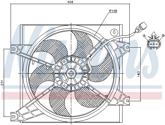 NS85085_вентилятор охлаждения!\ Hyundai Accent 1.3-1.6 00-05