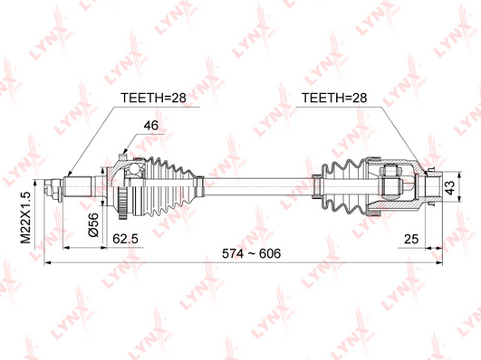 CD1016A_привод правый!\ KIA Spectra 1.6 02-03