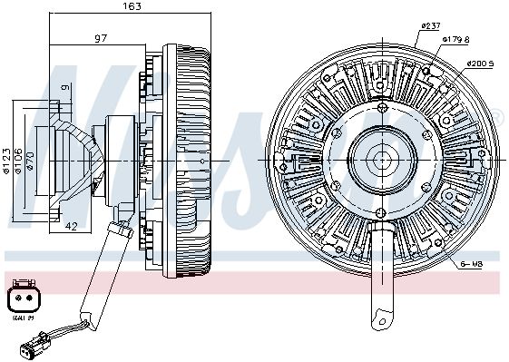 NS86106_вискомуфта привода вентилятора! электр. управление 2-PIN\ Scania G-Series (07-)