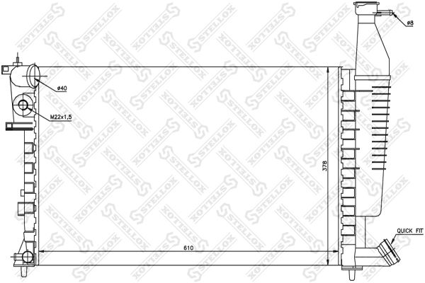 10-25297-SX_радиатор системы охлаждения!\ Citroen Berlingo,Peugeot Partner 1.4-1.8 98>