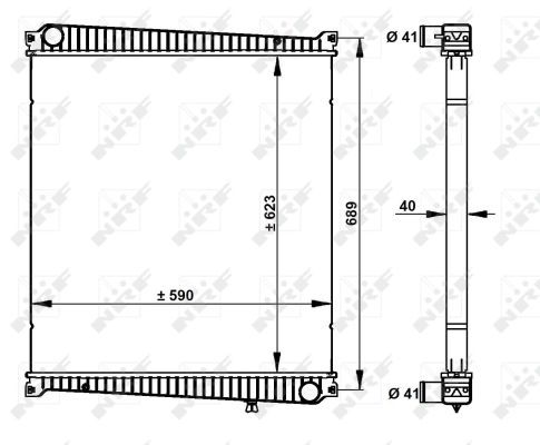 NRF 59212_радиатор системы охлаждения !без рамки, 590x623x40mm \RVI Mascott 04-10