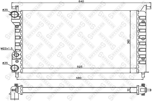 10-25735-SX_радиатор системы охлаждения!\ Fiat Palio 1.0-1.6i 97>