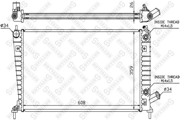 10-26659-SX_радиатор системы охлаждения! АКПП\ Saab 9-5 2.0T/2.3T 16V 97-00