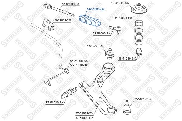 14-51003-SX_пыльник рейки рулевой!\ Hyundai Santa Fe I 01>