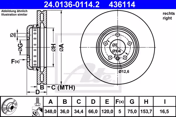 24.0136-0114.2_диск тормозной передний! правый\ BMW F01/F07/F10/F11 2.0-3.0i/D 10>