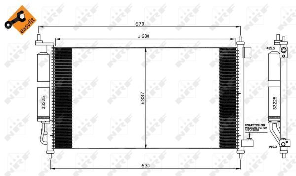 NRF 35583_радиатор кондиционера!\ Note 1.6/1.4i 06>, Juke 1.6i 10>