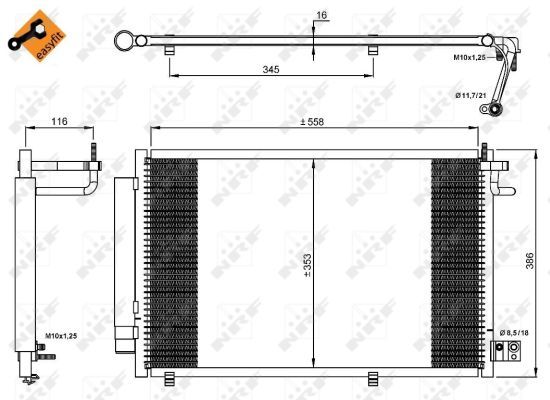 NRF 35903_радиатор кондиционера!\ Ford Fiesta 1.25-1.6i 16V/1.4TDCi 08>