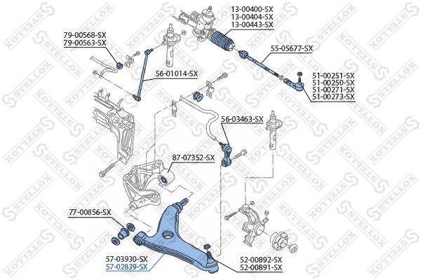 57-02839-SX_рычаг правый!\ Audi A2 1.4TDi/1.6FSi 00-02