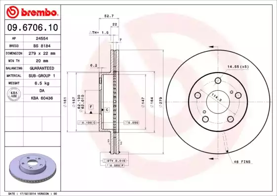 09.6706.10_диск тормозной передний!\ Toyota Previa 2.4 96-01