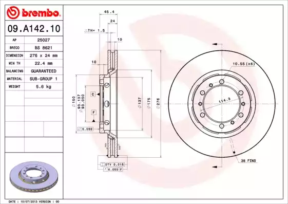 09.A142.10_диск тормозной передний!\ Mitsubishi L400/Space Gear 2.4/2.5TD 4WD 94>