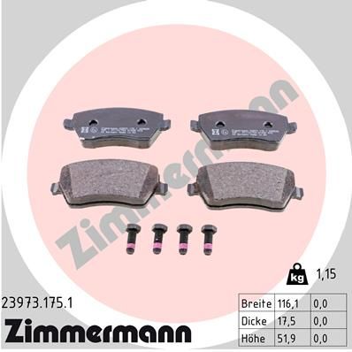 23973.175.1_колодки дисковые !перед. 116x52x18 \ Nissan Micra 1.2i-1.5CDi &16V 03>