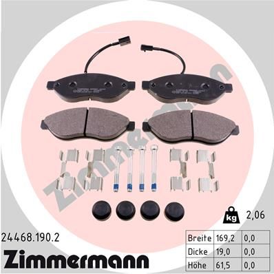 24468.190.2_колодки дисковые !перед. 169x62x19 \ Citroen Jumper, Fiat Ducato, Peugeot Boxer 2.2HDi 0