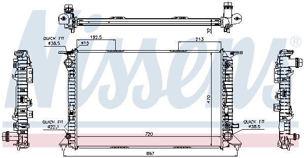 NS60318_радиатор системы охлаждения! АКПП\ Audi A4/A5 1.8FSI/1.8TFSI/2.0TFSI/2.0TDi 07>