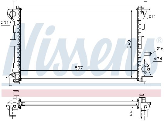 NS62075A_радиатор системы охлаждения! с AC\ Ford Focus 1.4-1.8 16V 98>