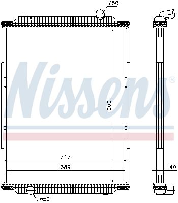 NS637880_радиатор системы охлаждения! без рамки 900x689x40\ RVI Kerax 97>, МАЗ А9 дв.ЯМЗ-650