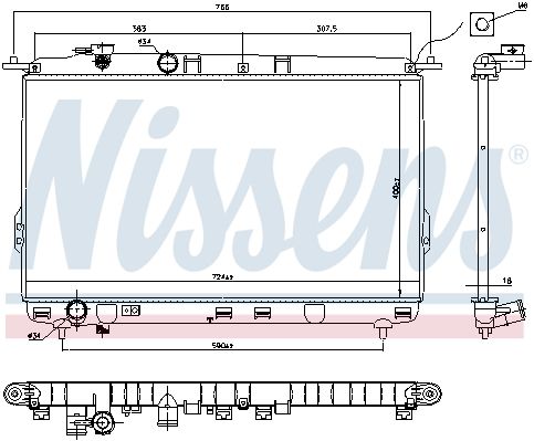 NS67026_радиатор системы охлаждения! МКПП\ Hyundai Sonata 2.0/2.4/2.5 16V 98-01