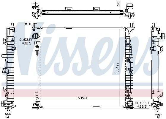 NS67188_радиатор системы охлаждения! алюм.+пласт. сист.5мм\ MB ML W166/GL X166 12>