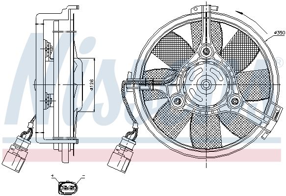 NS85547_вентилятор охлаждения!\ Audi A6 1.8-2.8 97-05, VW Passat 1.8 00-05