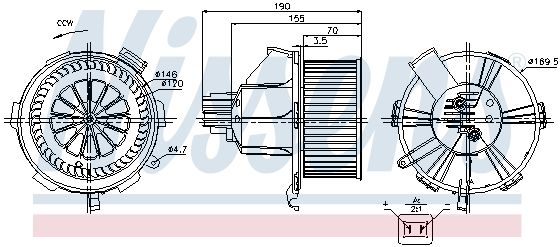 NS87085_вентилятор отопителя! D=146\ Opel Zafira B 05>