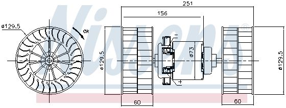 NS87190_электродвигатель отопителя! с крыльчатками 24V 104W 2-х лопастной\ Omn MB O405G, Volvo FH