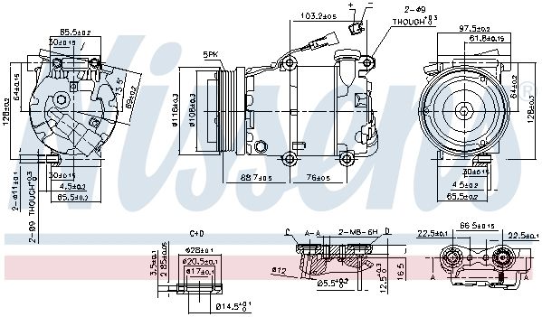 NS89234_компрессор кондиционера! алюм. ор.Visteon\ Ford Focus/C-Max, Volvo S40/V50 1.8/2.0 03>