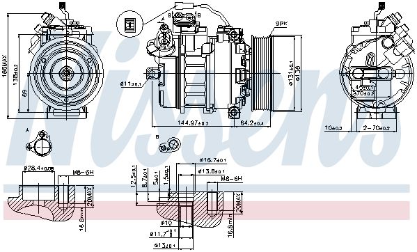 NS89371_компрессор кондиционера !24V d131 9 пазов 2 PIN PLUG \MB Axor 02>