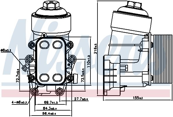 NS91158_радиатор масляный! с корпусом\ Audi A1/A3/A4/A6/Q3/Q5 07>, VW Golf VI/Passat 11>