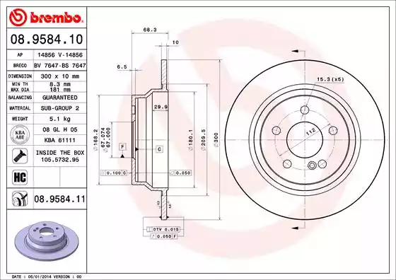 08.9584.11_диск тормозной задний!\ MB W211 2.0-3.2CDi 03>