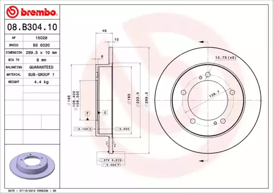 08.B304.10_диск тормозной передний!\ Suzuki Jimny 1.3 05>