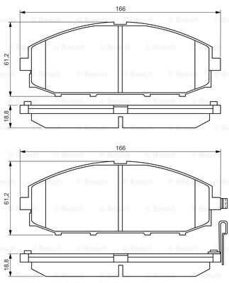 0 986 494 560_колодки дисковые передние! 166x19x61.3\ Nissan Patrol Y61 2.8TD/TDiC/3.0DTi 97>