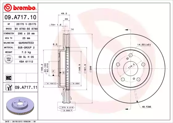 09.A717.11_диск тормозной передний! с покрытием\ Lexus IS250/IS300 06>