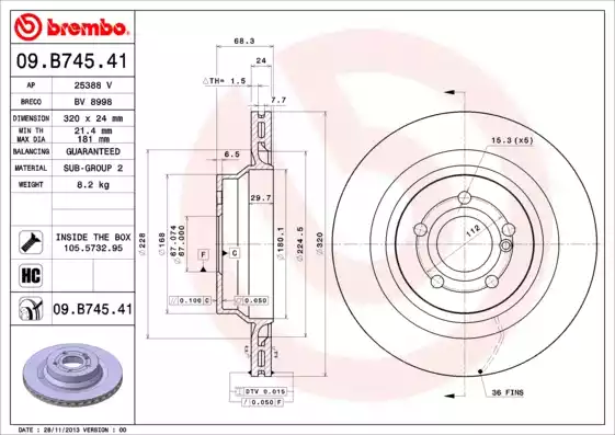 09.B745.41_диск тормозной задний!\ MB C218/C219/W211/W212 2.0-5.5i/CDi 06>