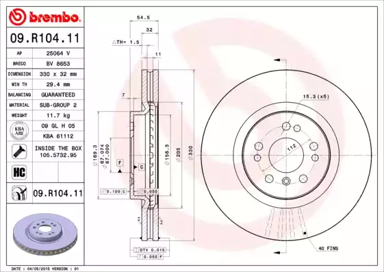 09.R104.11_диск тормозной передний!\ MB W164/W251 3.5/3.0CDi 05>